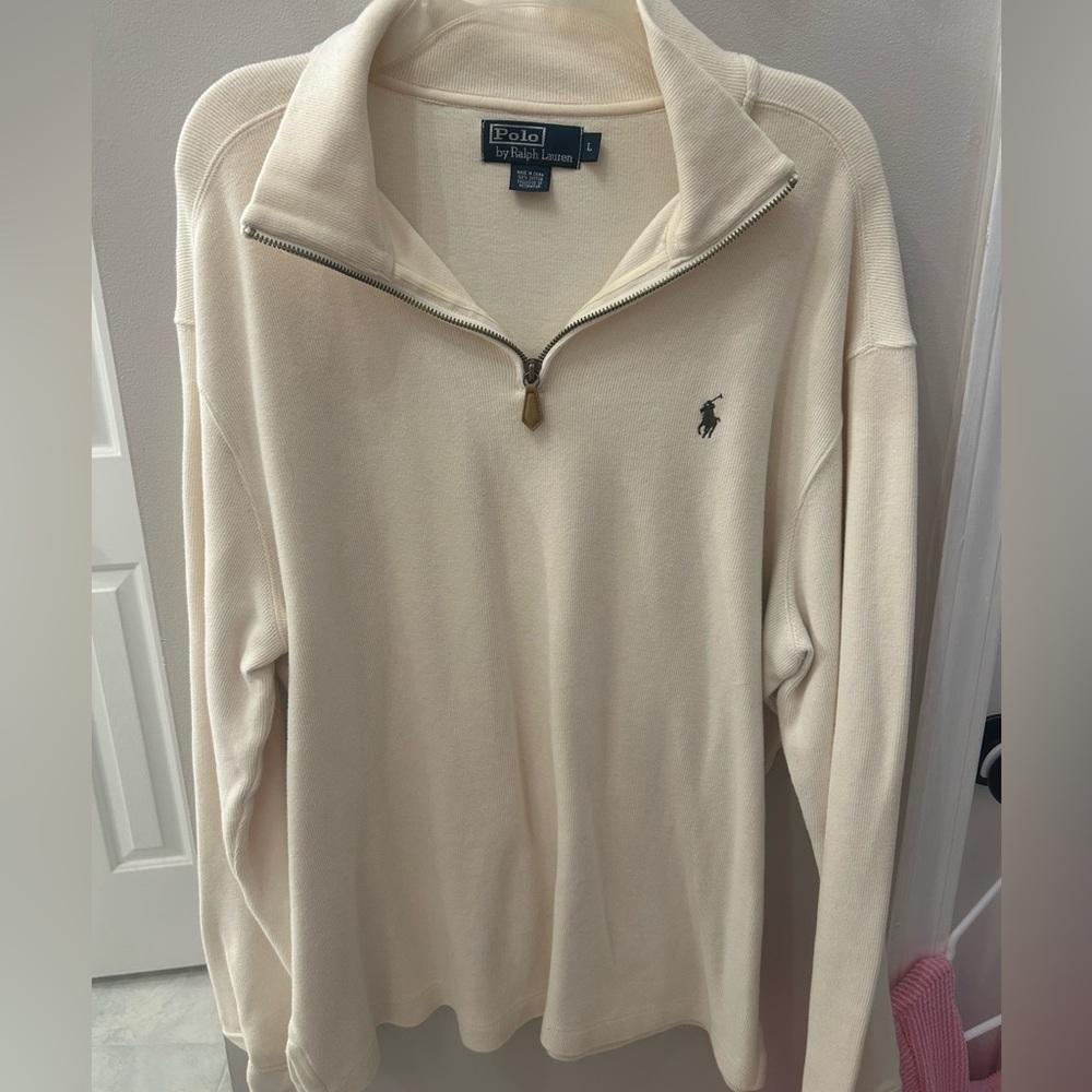 Ralph Lauren Men's Zip Up Cream Sweater